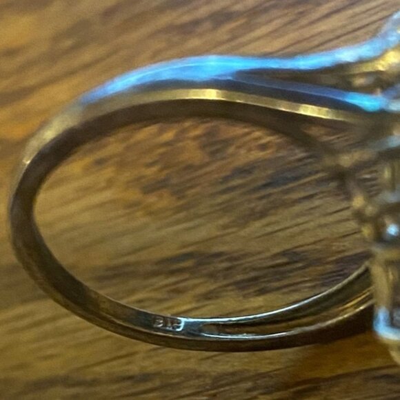 Ring Emeralds Size 8 9 Stones 4.82 Carats Sterling Silver 925 SIS Vintage - Picture 10 of 16